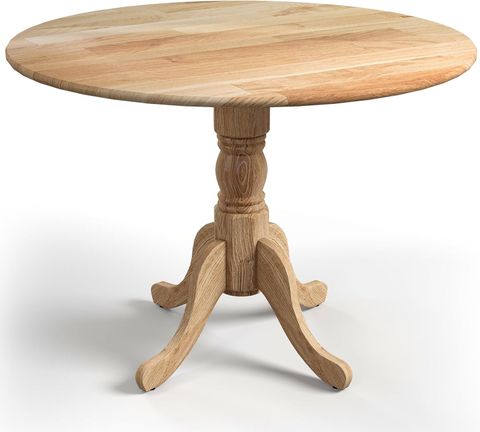 Costway 100Cm Round Dining Table, Rubber Wood Kitchen Table With Wooden ... regarding Rubber Wood Round Dining Table, Dark Gray